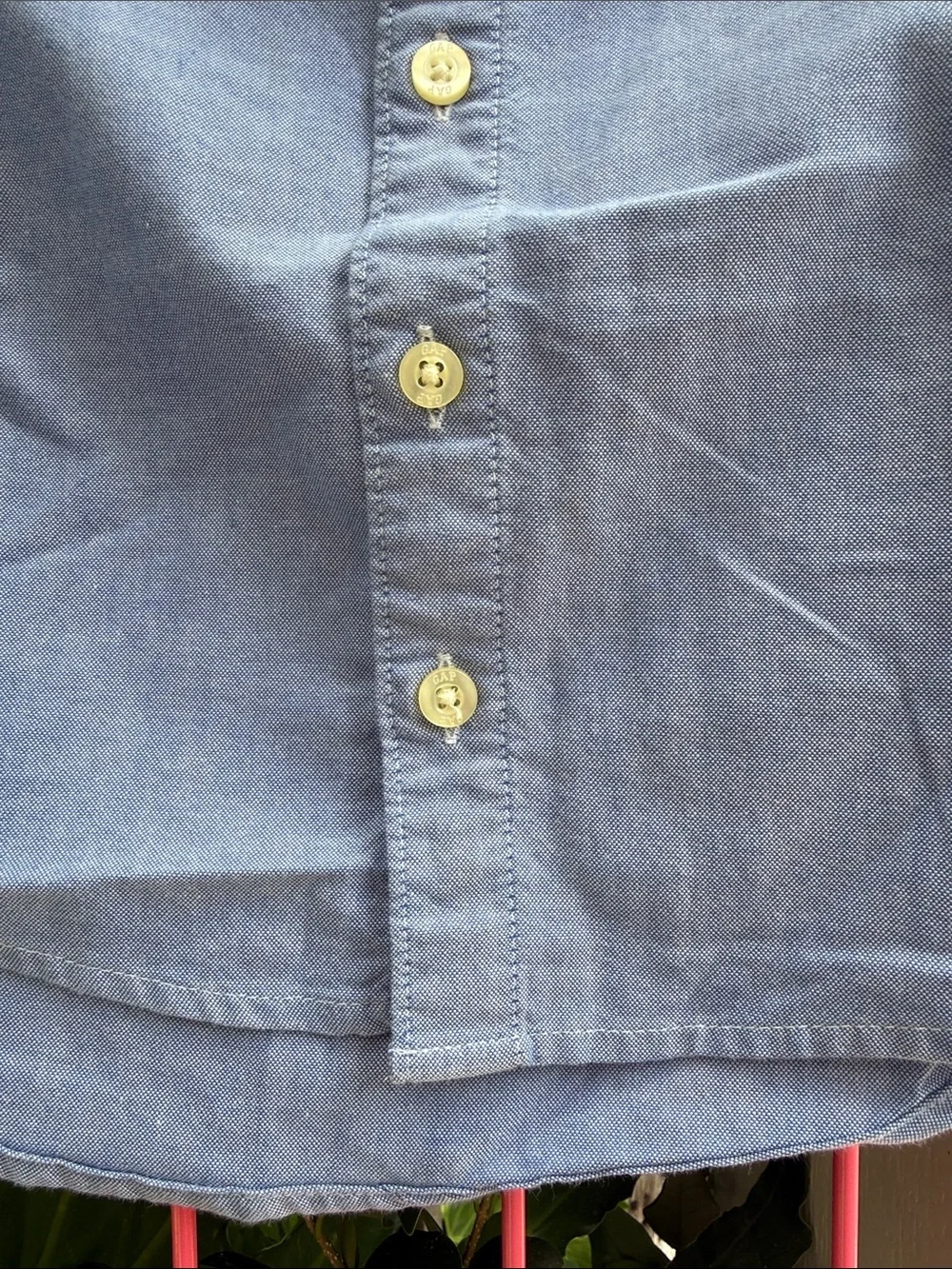 Vintage GAP Light Blue Button-Down Shirt with Embroidered Bear